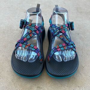 Chaco ZX1 Ecotread Teal Multicolor Performance Sandals Kids Size 6